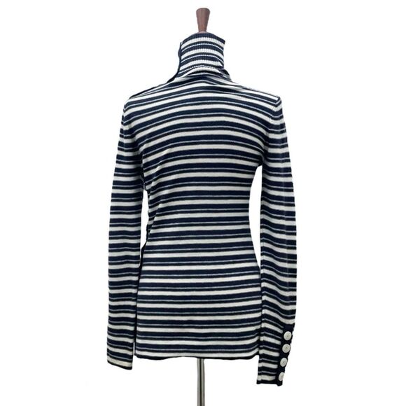 Tracy Reese Cashmere Blend Navy & Ivory Nautical Striped Sweater Size Medium - Picture 2 of 16